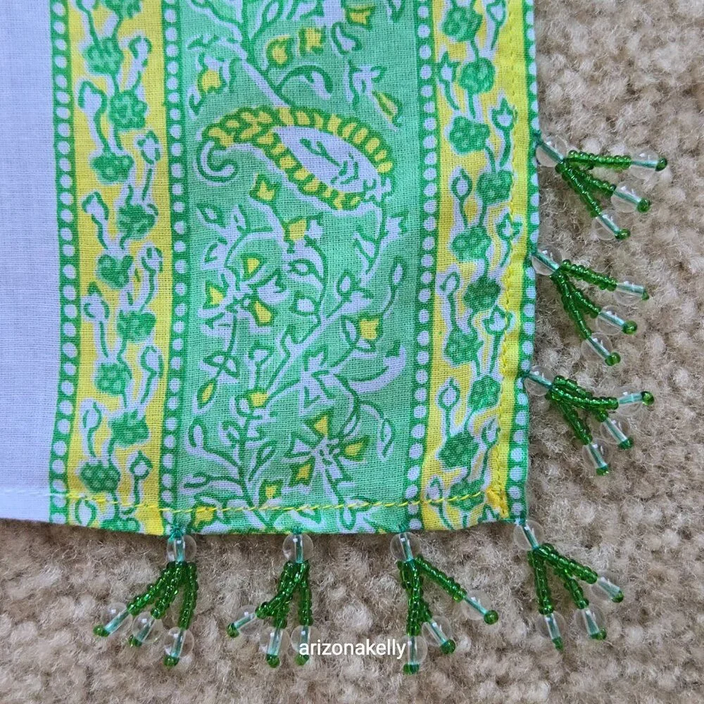 Calypso St. Barth Cotton Sarong Scarf Beads Green